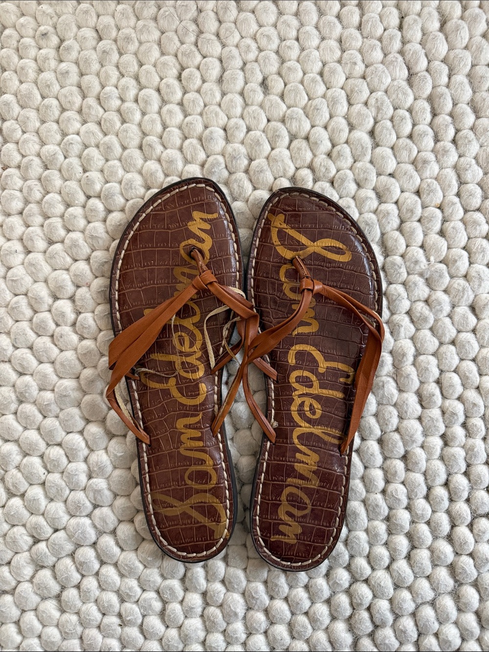 Sam Edelman Brown and Tan Leather-Strap Women's Sandals